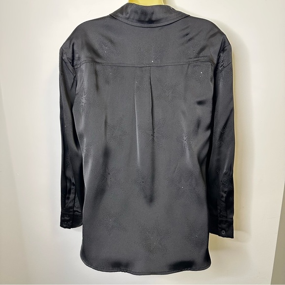 Current Air Black Long Sleeve Blouse with Textured Star Detail - Picture 3 of 9